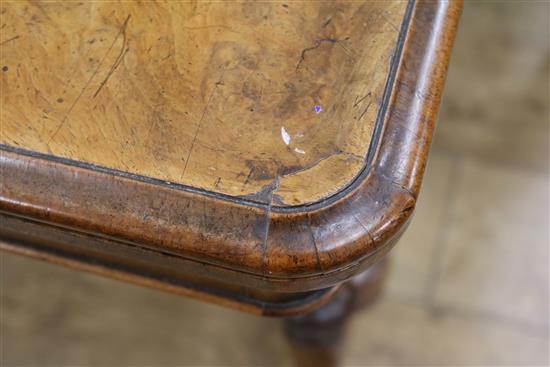 A Victorian walnut rectangular topped card table, W.98cm